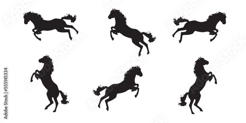 wild horses abstract white background