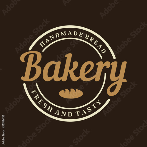Retro wheat bread logo design template. Badge for bakery, home made bakery, restaurant or cafe, patisserie, business.