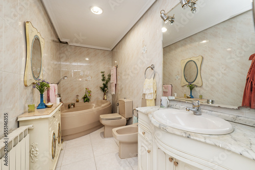 Bathroom with rococo furniture combination that hurts to see them