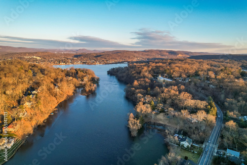 Winter drone shot of NJ lake © vin