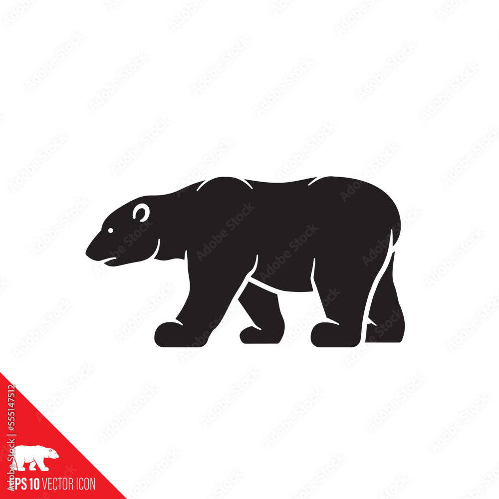 Polar bear vector glyph icon. Endangered species symbol. Polar bear vector glyph icon. Endangered species symbol.
