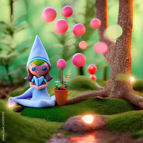 cute woman elf, Generative AI technology