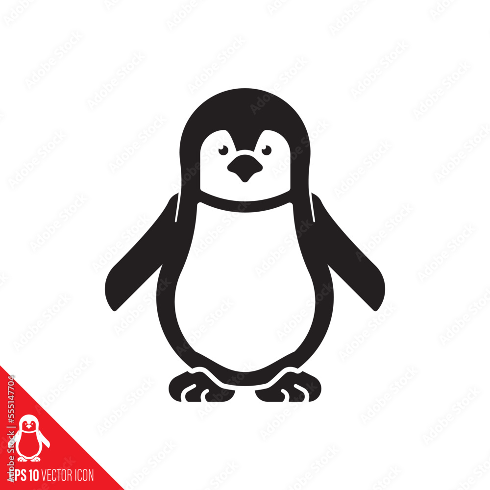 Fototapeta premium Baby penguin vector icon. Endangered species glyph symbol.