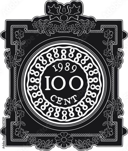 suriname 100 cent coin silhouette with frame