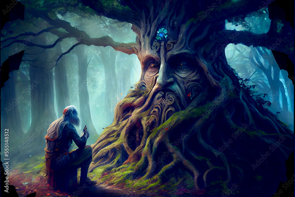 Fototapeta premium Generative AI abstract render of a magical fantasy tree