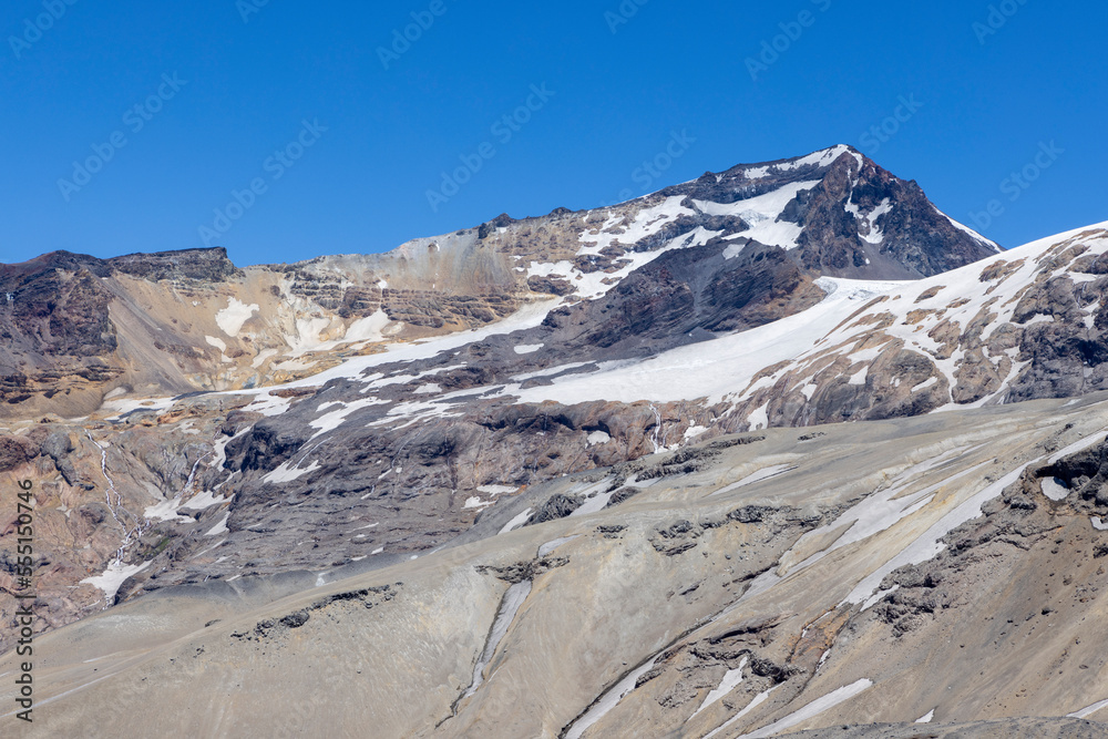 View of the breathtaking landscape at Paso Vergara / Paso del Planchón in Argentina while climbing up to the complex of the three volcanos Azufre, Peteroa and Planchón View of the breathtaking landscape at Paso Vergara / Paso del Planchón in Argentina while climbing up to the complex of the three volcanos Azufre, Peteroa and Planchón