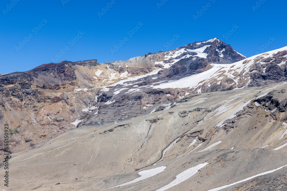 View of the breathtaking landscape at Paso Vergara / Paso del Planchón in Argentina while climbing up to the complex of the three volcanos Azufre, Peteroa and Planchón View of the breathtaking landscape at Paso Vergara / Paso del Planchón in Argentina while climbing up to the complex of the three volcanos Azufre, Peteroa and Planchón
