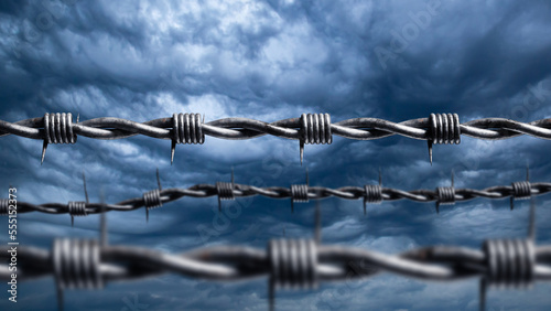 Barbed wire. Twisted wire w...