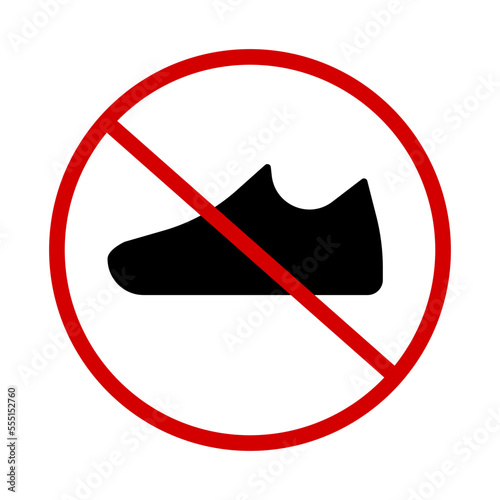 Shoe prohibition sign. No shoes allowed. Vector.