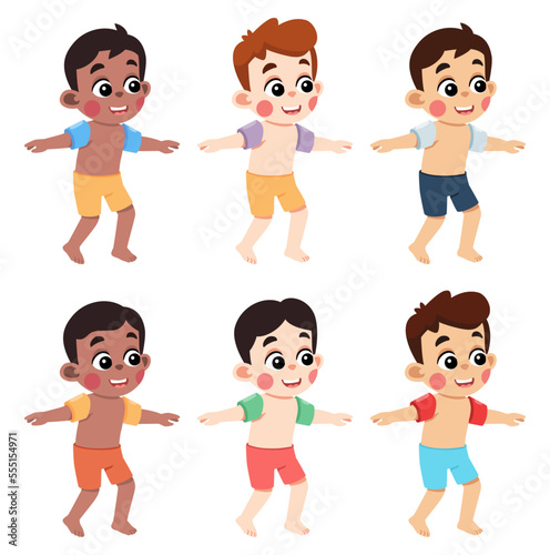 Kid Swimming Using Arm Floats