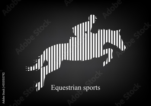 Fotografiet Graphics design line white horse racing for race  vector illustration