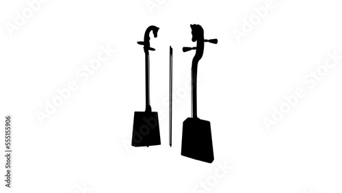 Morin khuur silhouette , horse head fiddle, Mongolian bowed stringed instrument