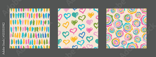 Set of seamless backgrounds with hand-drawn details.Minimalist fashion template for your design.Background for paper, wallpaper, cover, fabric and other users. vector illustration.