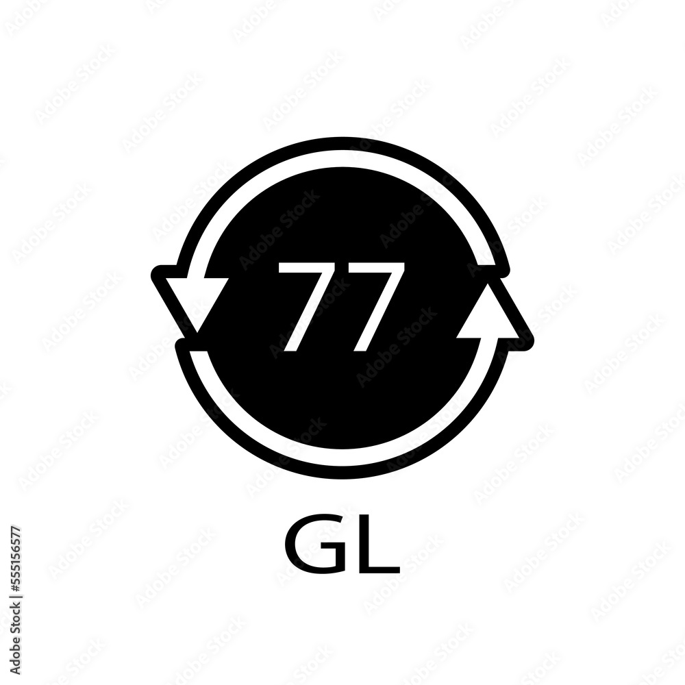 Copper Coated Glass. Glass recycling code 77 GL. Vector illustration Copper Coated Glass. Glass recycling code 77 GL. Vector illustration