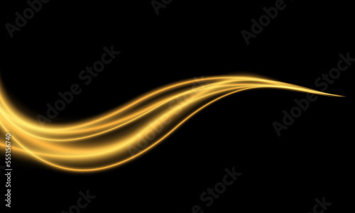 Abstract gold wave curve light smooth motion on black luxury design modern creative background vector