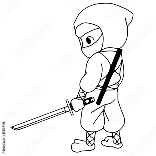 Coloring book of ninja vector illustration isolated on white background.
