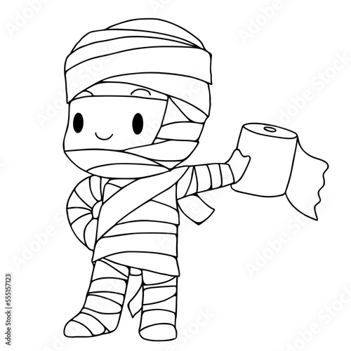 mummy cartoon for coloring book.vector.