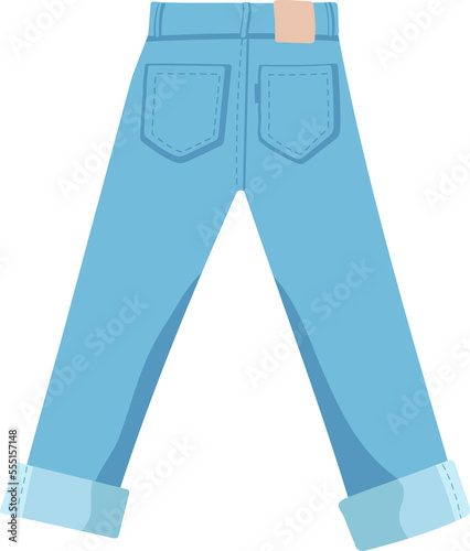 Jeans, Denim, flat design and Illustration..