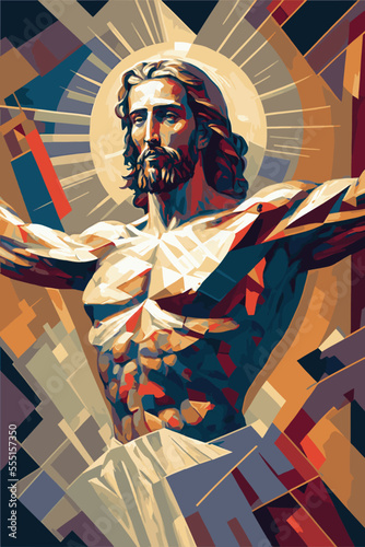 Obraz na plátne Vector geometric image of Jesus Christ showing divinity, faith and purity