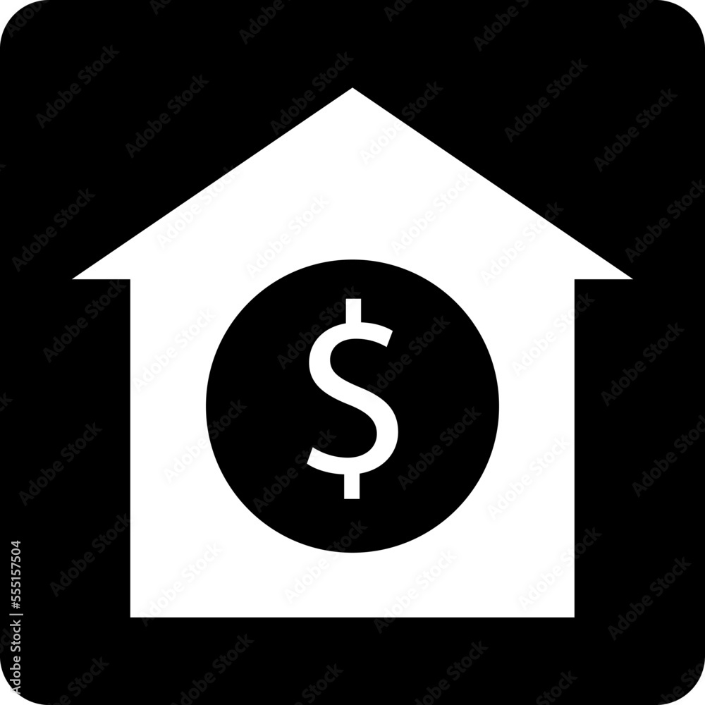 House button and dollar coin inside House button and dollar coin inside