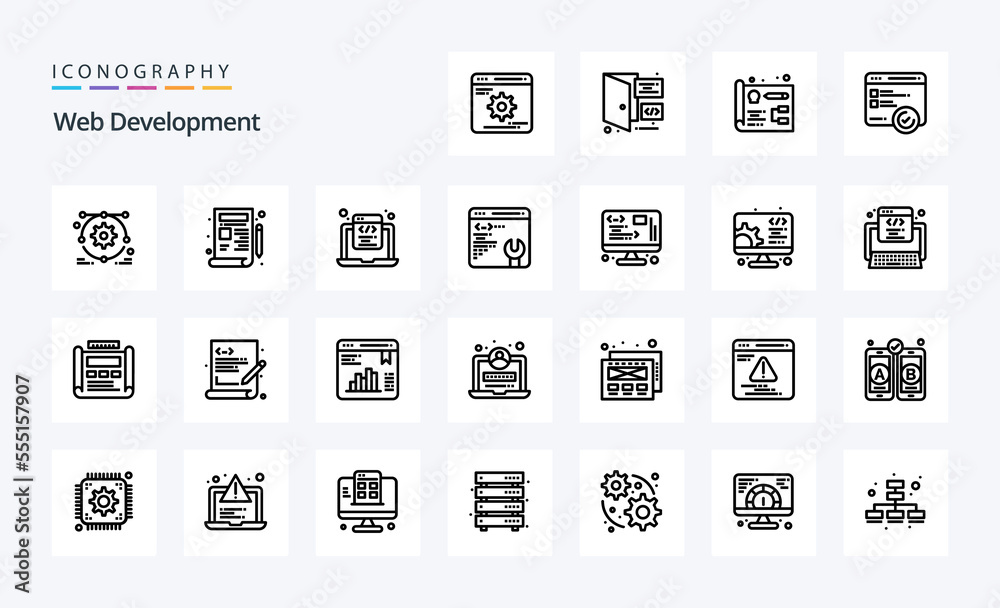 25 Web Development Line icon pack