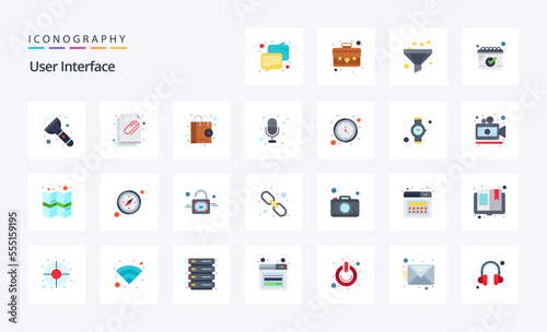25 User Interface Flat color icon pack