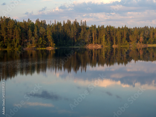 reflections on a forest lake