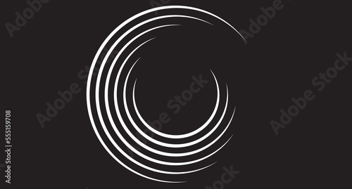 White circle speed lines isolated. Abstract speed lines in circle form, vector. For geometric art, elements design, logo, print materials and placard template. Abstract speed lines circles background