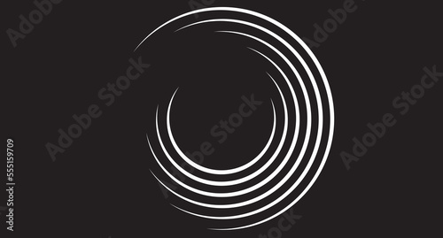 White circle speed lines isolated. Abstract speed lines in circle form, vector. For geometric art, elements design, logo, print materials and placard template. Abstract speed lines circles background