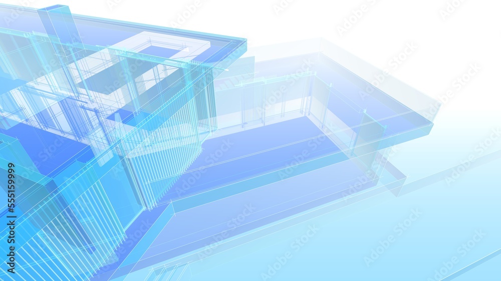 Fototapeta premium house building sketch architecture 3d illustration