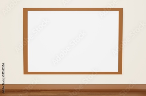 3d render. mock-up illustration design. mockup frame in the middle of wall. minimalism room concept. suitable for your product advertisement. graphic resources. 