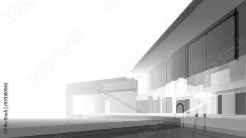 house building sketch architecture 3d illustration © Yurii Andreichyn