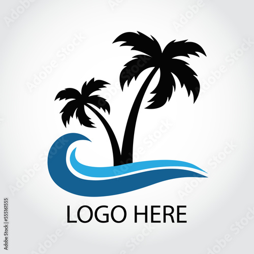 Palm beach logo icon design template vector. Eps10 vector illustration.