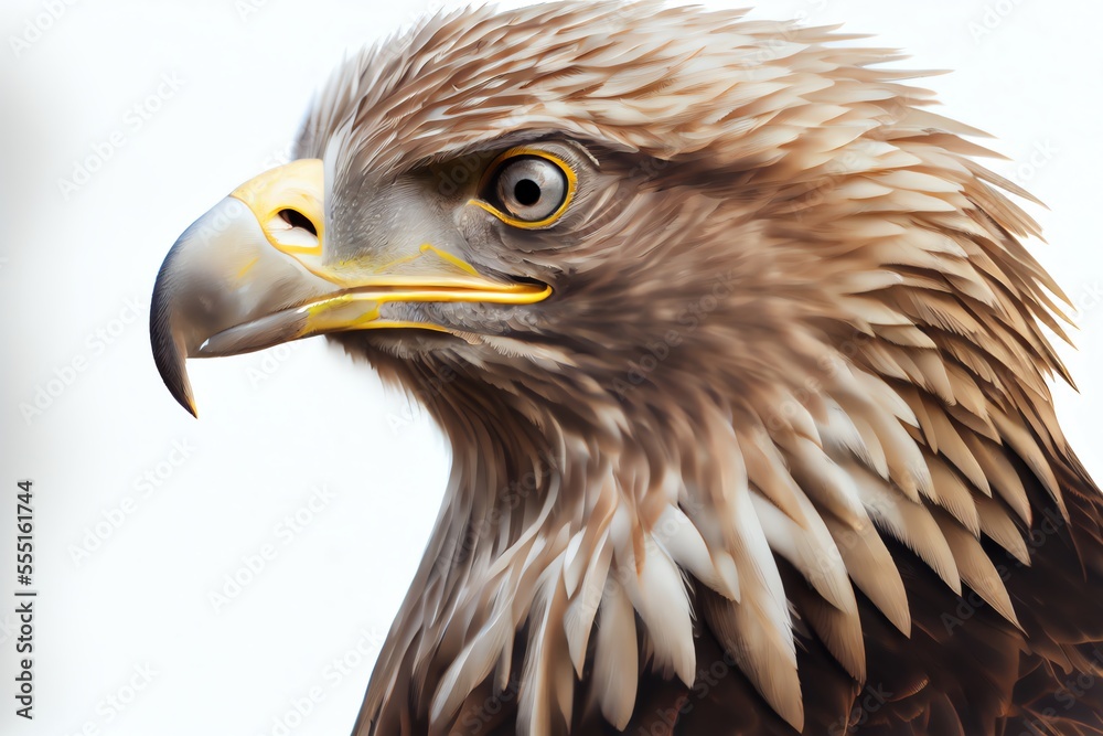Obraz premium Close-up of an Eagle isolated on a white background. Generative AI