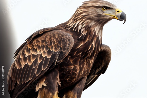 Close-up of an Eagle isolated on a white background. Generative AI