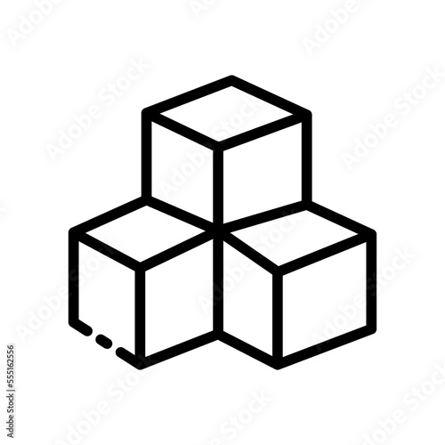 Cubes line icon. Solving problems, question mark, conundrum, application development, creative thinking. Board games concept. Vector black line icon on a white background