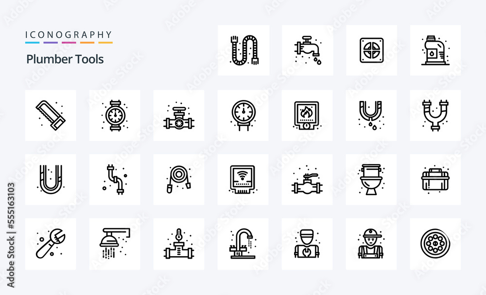 25 Plumber Line icon pack