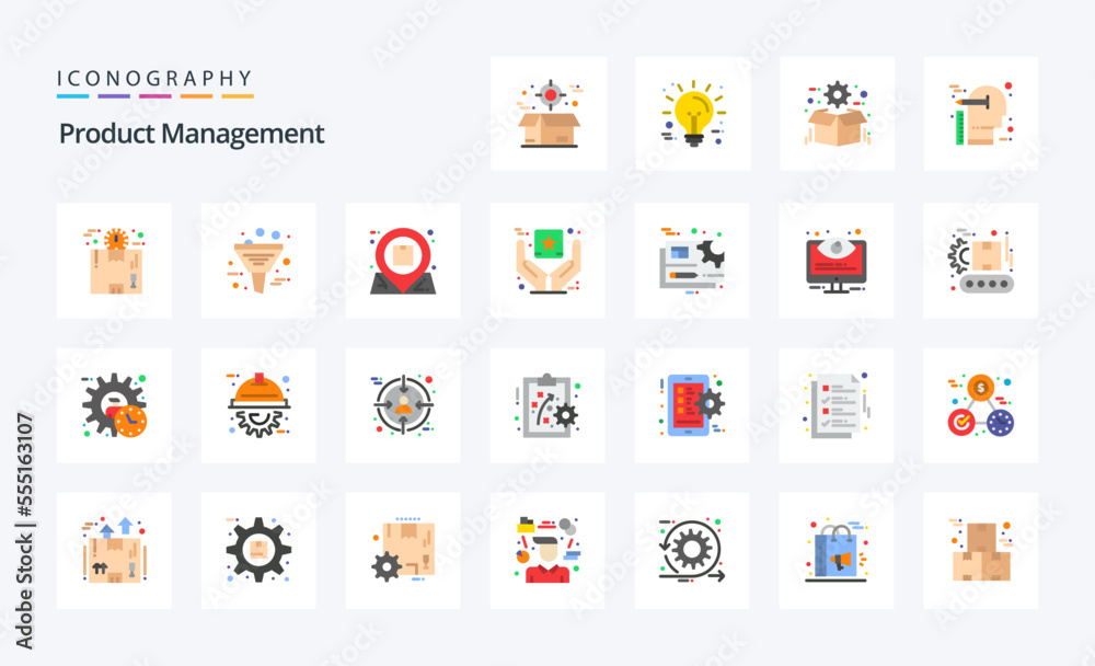 25 Product Management Flat color icon pack