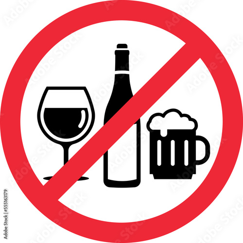 vector icon of prohibited the consumption of alcoholic beverages