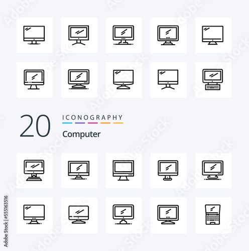 20 Computer Line icon Pack like laptop