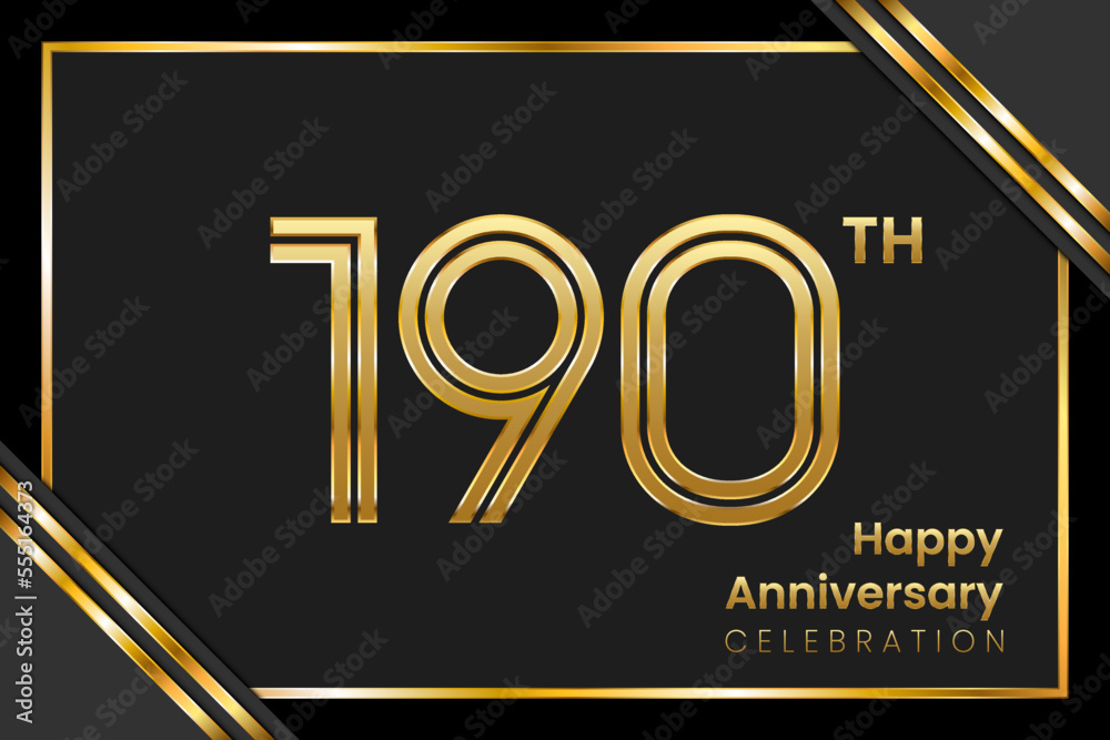 190th Anniversary. Anniversary Template Design With Golden Text, Vector Template Illustration 190th Anniversary. Anniversary Template Design With Golden Text, Vector Template Illustration