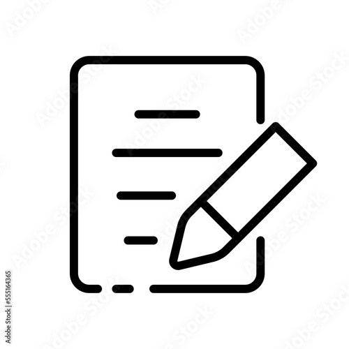 Document line icon. Agreement, declaration, shares, signature, protocol, order, form, pencil, pen, statement, guarantee. business concept. Vector black line icon on white background