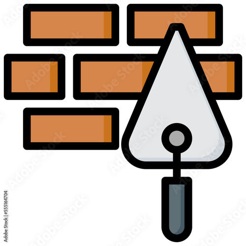 PLASTERING TROWEL filled outline icon