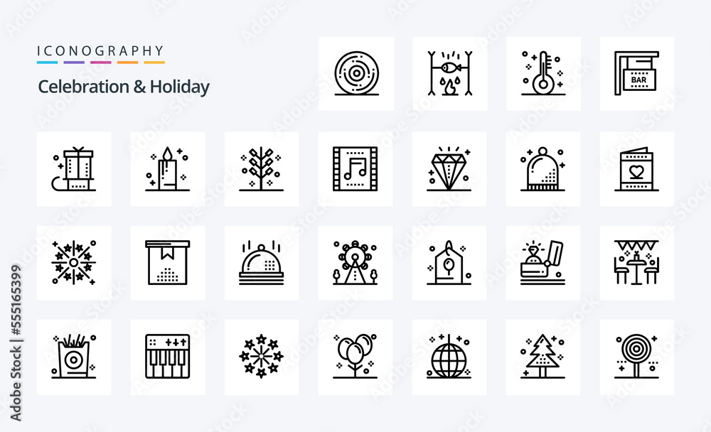 25 Celebration  Holiday Line icon pack