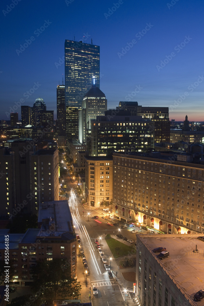 Buildings in a city, Park Plaza, Stuart Street, Back Bay, Boston, Suffolk County, Massachusetts, USA Buildings in a city, Park Plaza, Stuart Street, Back Bay, Boston, Suffolk County, Massachusetts, USA
