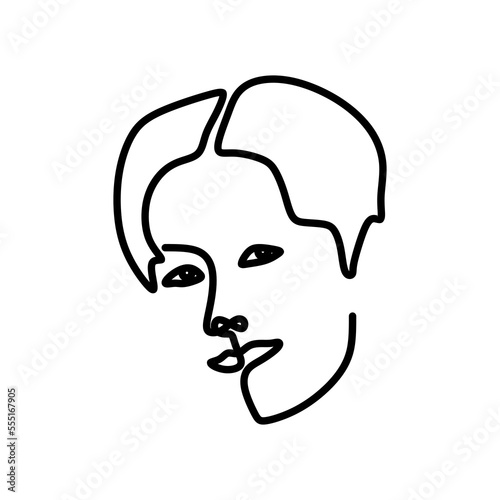 Beautiful girl face young attractive woman and man illustration beauty and handsome concept continuous line, set of face and hairstyle illustration, fashion concept, minimalism beautiful woman, vector