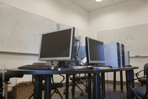 Interiors of a computer lab photo