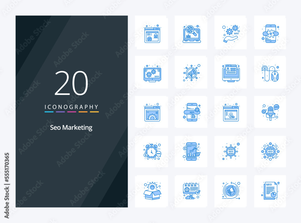 20 Seo Marketing Blue Color icon for presentation