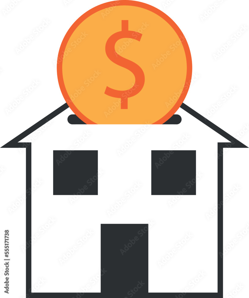 House building piggy bank big dollar coin
