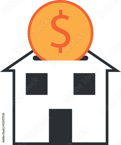 House building piggy bank big dollar coin